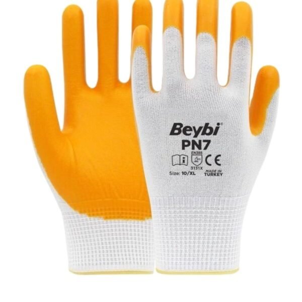 BEYBİ Pn7 Polyester Örme Nitril İş Eldiveni 15 Çift