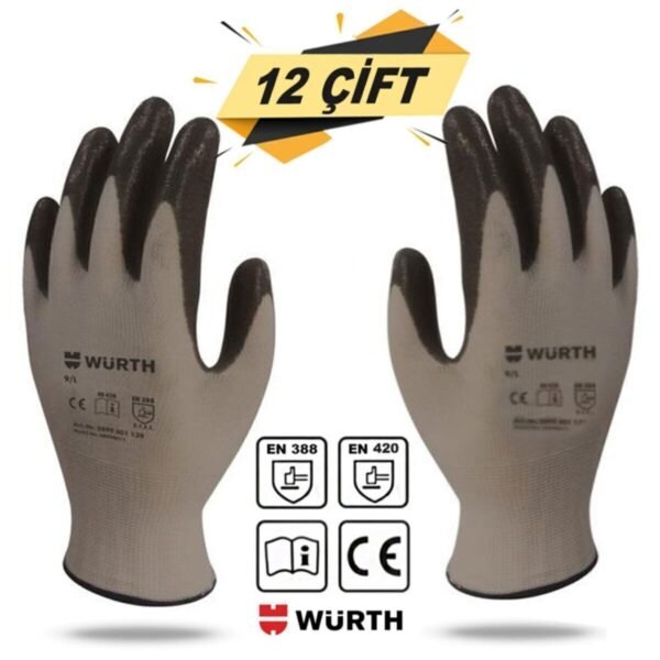 Würth Nitril Kaplama Sanayi Iş Usta Eldiveni Teknisyen Mekanikçi Koruyucu Eldiven No:10/xl (12 ÇİFT)