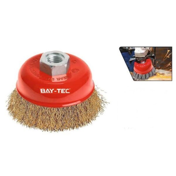 Bay-tec Saçaklı Çanak Fırça Pirinç Kaplı Çelik Tel Matkap Ucu Pas Boya Sökücü 65 Mm